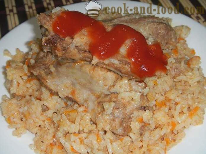 Kiauliena ir trapumą ryžių multivarka - kaip virti ryžiai su mėsa multivarka, žingsnis po žingsnio receptai su nuotraukomis.