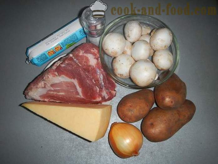 Bulvės, prancūzų orkaitėje - nuotrauka-receptas, kaip virėjas bulvės prancūziškai su kiauliena ir grybais