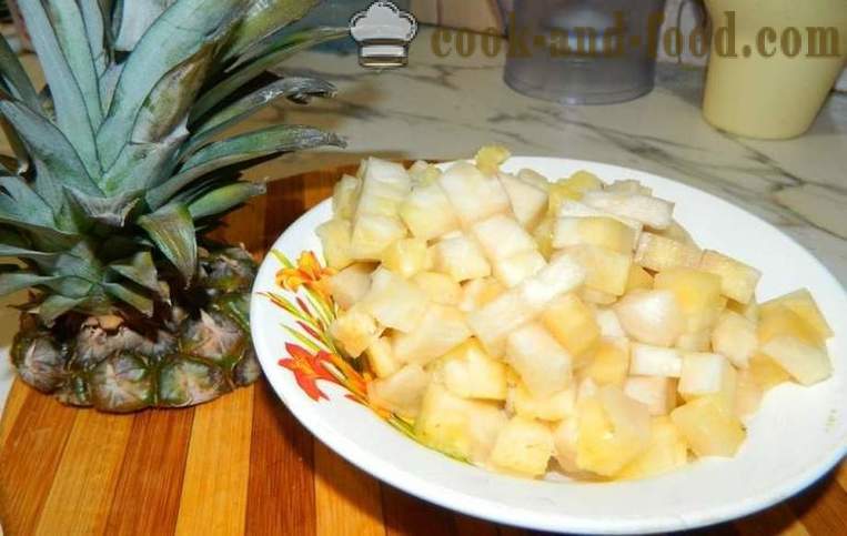 Šventiniai salotos su ananasais ir krabų lazdelėmis - skanus ir paprastas žingsnis po žingsnio receptas nuotraukomis